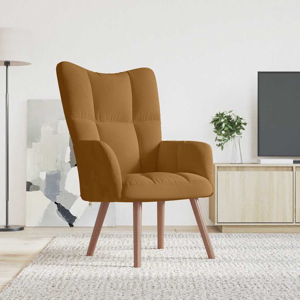Vidaxl Armchair, Brown, Upholstered In Velvet
