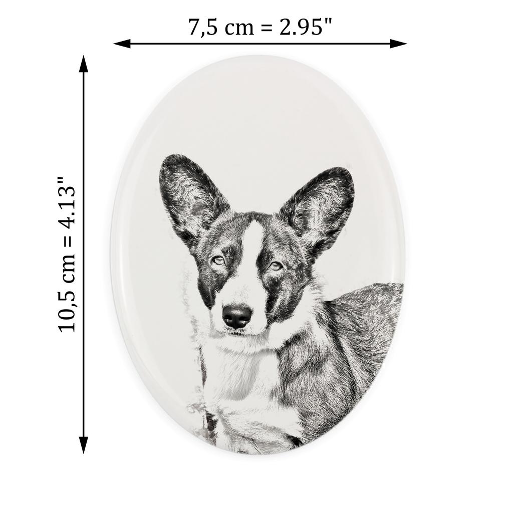 Cardigan Welsh Corgi - Commemorative Plaque with a Photo of a Dog, Tombstone with a Print, Personalized Oval Plaque from the Art-Dog Brand