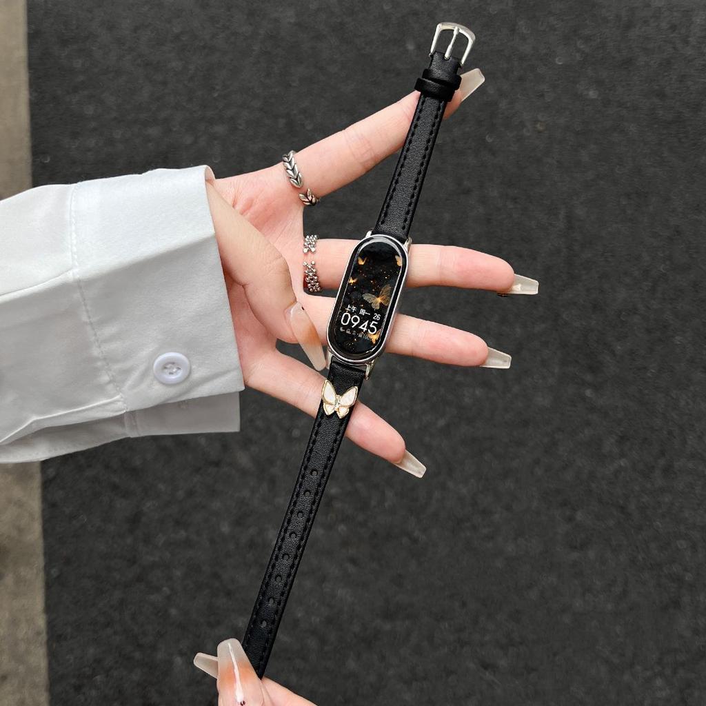 Compatible con Xiaomi Smart Band 10: Nueva Correa de Cuero con Hebilla de Mariposa y Diseño de Cintura Delgada para Mujer, Habilitada para NFC.