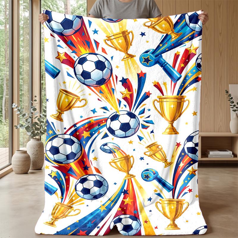 Soccer Skills Mastery Theme blanket Lightweight Warm Flannel Blanket Decorative Throw Blanket for Home Decoration