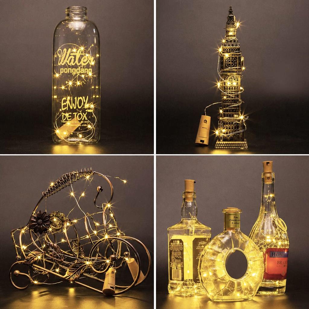 Wine Bottle Lights with Cork 10 Pack 2000 LED Battery Operated LED Fairy Mini String Lights for DIY Party Decor Christmas Halloween Wedding