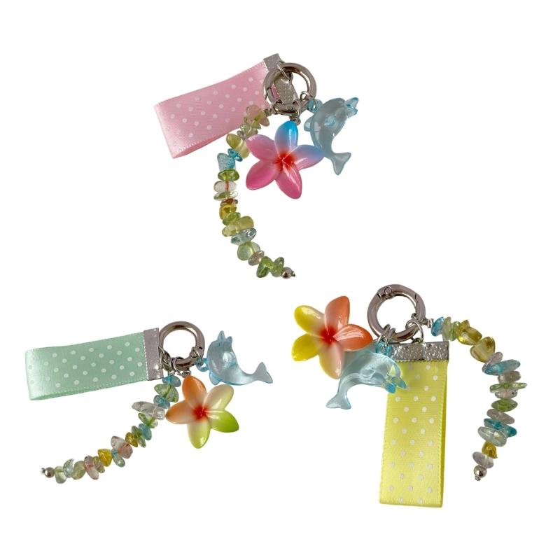 Lightweight And Stylish Dolphin Keychain With Egg Flower And Dot Design Key Accessory For Everyday Carry Items
