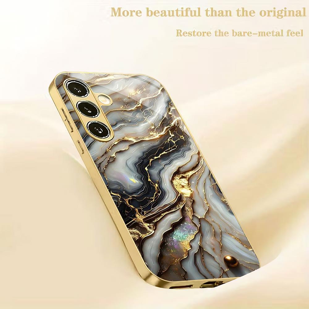 Creative Texture Design Electroplated Glass Phone Case Suitable for Samsung Galaxy S26 S25 S24 S22 S21 S20 FE/Ultra/Plus