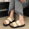 Simple Internet celebrity outer wear soft-soled slippers women's ins summer 2025 new black non-slip premium cool slippers