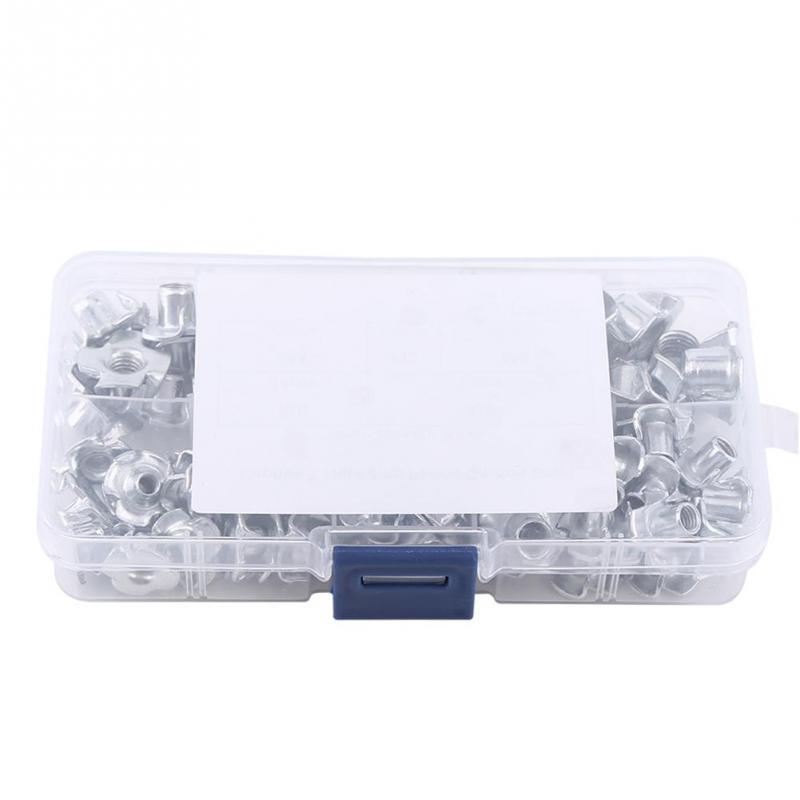 T Nuts Particle or Composite Materials Workpiece M3/M 4/M5/M6/M8 90pcs Four Pronged Carbon Steel T Blind Inserts Nut with Transparent Box for Wood T Nuts Particle or Composite Materials Workpiece M3/M 4/M5/M6/M8 90pcs Four Pronged Carbon Steel T Blind Inserts Nut with Transparent Box for Wood