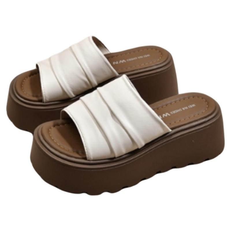 New Thick-soled High-heeled Women's Shoes for Summer Outerwear One-word Flip-flops