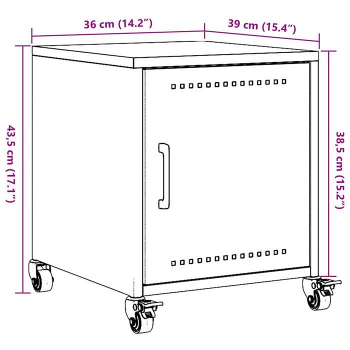 VidaXL Table de chevet vert olive 36x39x43,5 cm acier, armoire, meubles de chambre à coucher, support de téléphone, armoire 846622