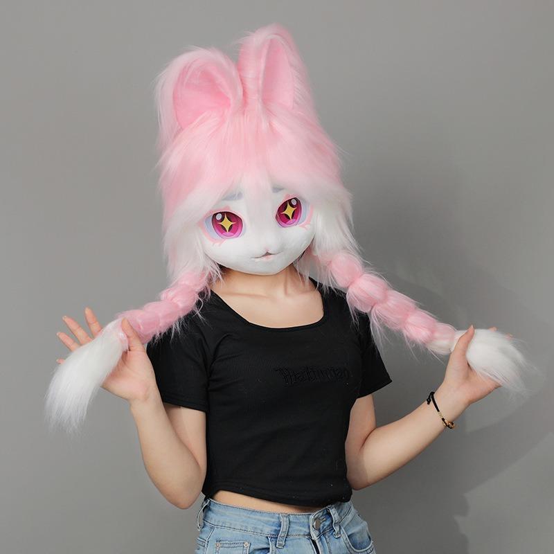 Beast clothing kig rabbit animal head finished product Comic-Con Furui COS plush braided animal head quasi-beast claw beast foot hood