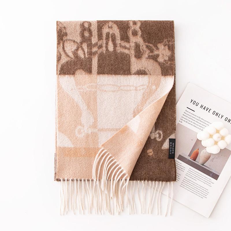 Pure Cashmere Scarf for Women To Keep Warm in Autumn and Winter New Style Jacquard Tassel Shawl