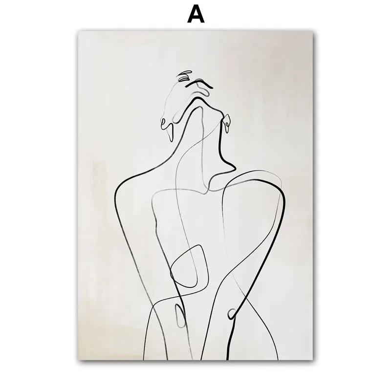 

Абстрактные линии холст картины, красивая элегантная женщина цветы принты, настенное искусство, картины, гостиная, украшение дома 21x30cm No Framed