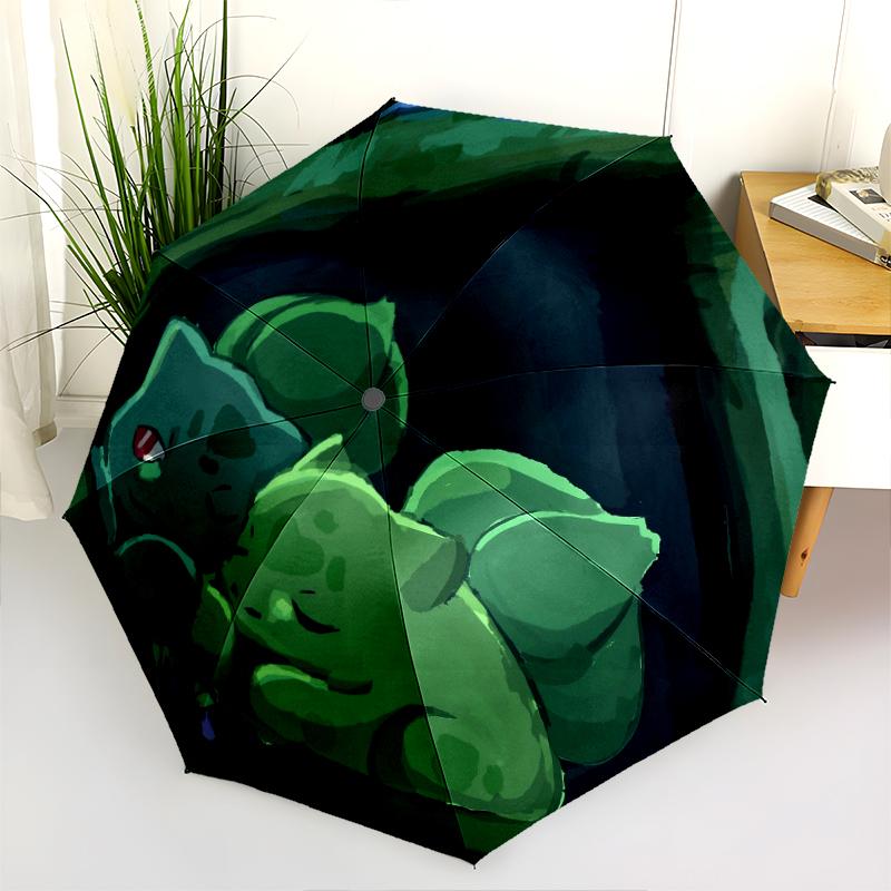 Pokémon Bisasam Muster, automatischer Klappschirm, tragbares und faltbares Design, 8 Schirmstäbe, ein Weihnachts- oder Geburtstagsgeschenk.