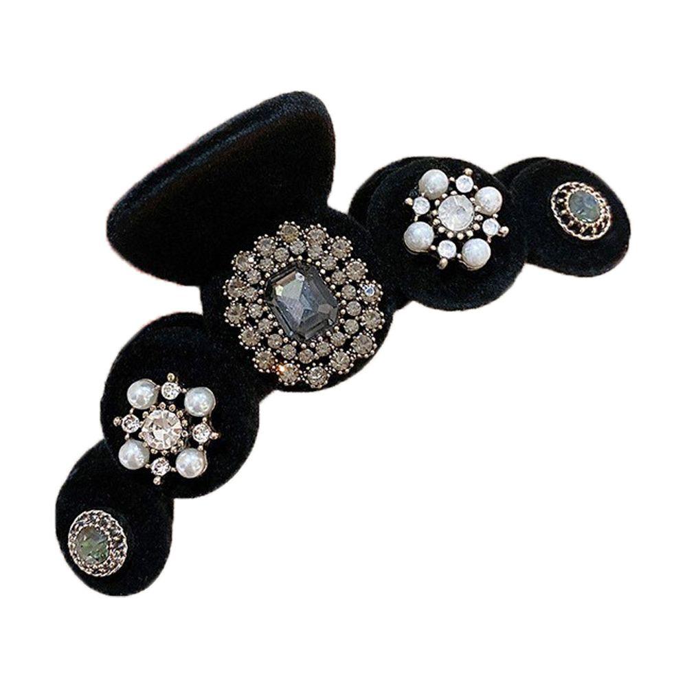 Velvet Pearl Hair Clip Korean Ponytail Holder Women Hair Claws Hairgrip Crystal Shark Clip