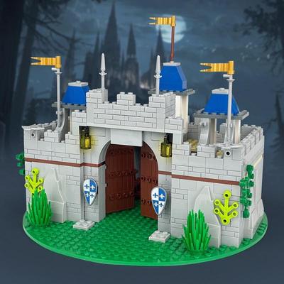 Viduramžių riterio pilies vartų rinkinys Viduramžių miesto aikštė MOC Minifigūrėlė Suaugusiems Konstruktorius Statybiniai kaladėlės Žaislai berniukams Dovanos