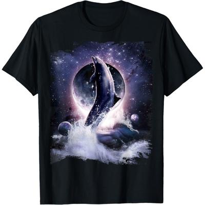 Moon Dolphin Space Galaxy Dolphins T-Shirt