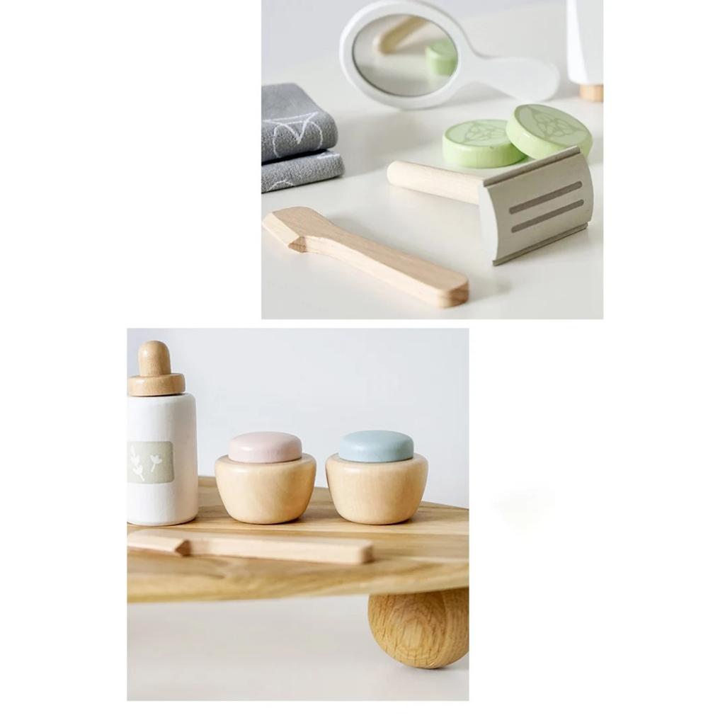 Children Wooden Pretend Play Toy Simulation Facial Mask Makeup Set Imitation Game Role Play Kids' Learning Education Toys Gifts