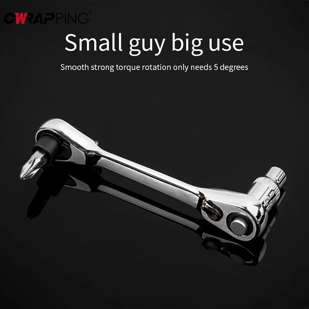 1/4 Inch Drive Double Head Ratchet Wrench Chrome Vanadium Steel Quick Release for Car Maintenance Bicycle Repair Motorcycle Tool