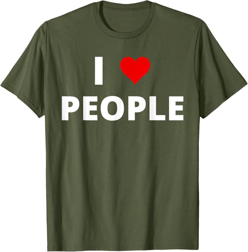 Ich liebe Menschen Grafikdruck Baumwolle Kurzarm T-Shirt Lässig Täglich Rundhalsausschnitt T-Shirt