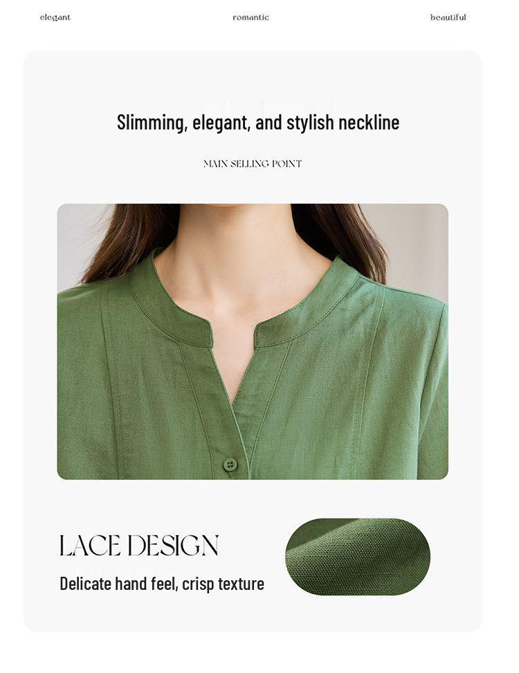 Women's Summer Cotton-Linen Dress: Petite, Slimming, Loose-Fit for Middle-Aged Moms