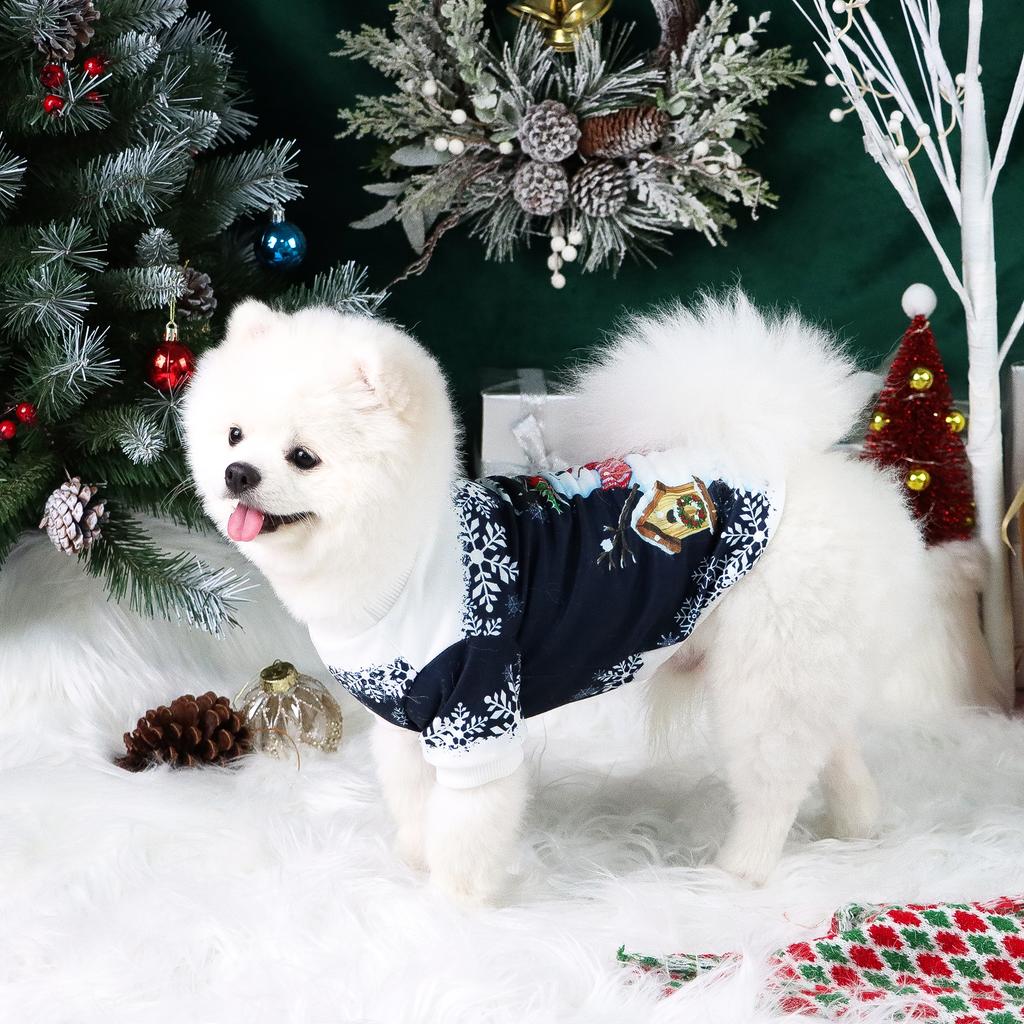 Dog Hoodies for Winter Puppy Clothes with Cute Snowman Printed Sweatshirts for Small Medium Dog Cat Warm and Comfort Shirts with