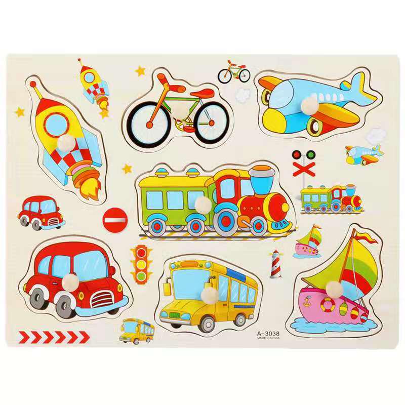 Wooden 3D Educational Grasping Board & Puzzle for Children: Animal & Fruit Theme Cognitive Toy