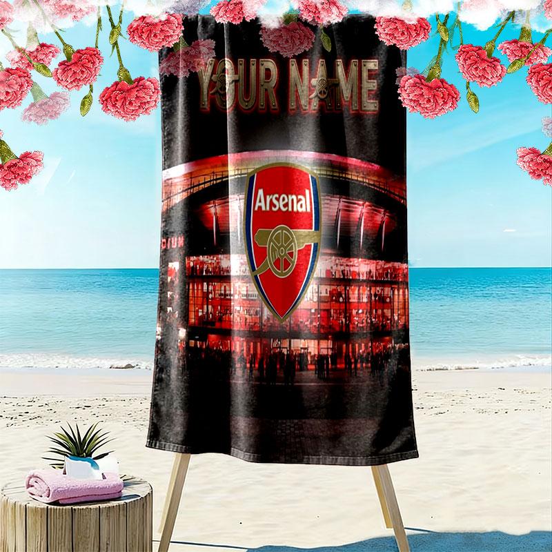 Arsenal F Custom Name Print Beach Towel, Large Soft Quick Dry Towel for Beach Camping Swimming