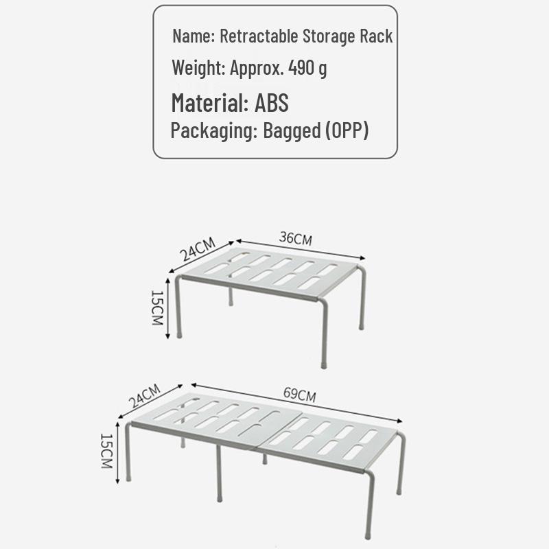 Plastic Space-Saving Kitchen Storage Rack - Punch-Free Cabinet & Sink Organizer