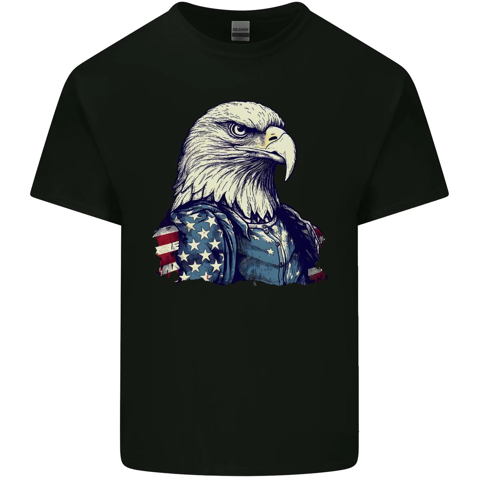 July 4th American Eagle With USA Flag Kids T-Shirt Childrens L