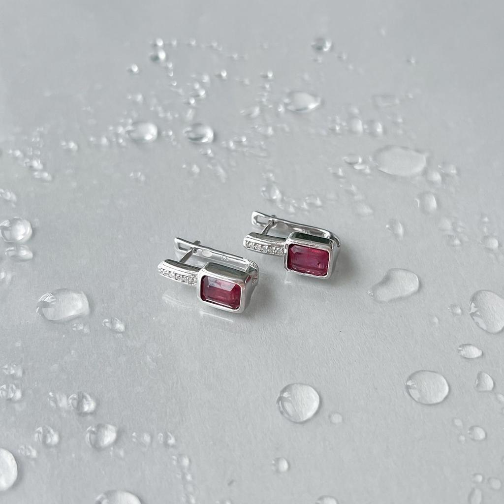 Silver Earrings with Natural Ruby ​​2.863ct (2152965)