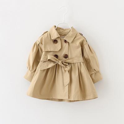 Trenchcoat Mädchen Kinder Frühling Niedliche Lange Jacke Kinder Khaki Lässige Oberbekleidung Baby Khaki Mode Windjacke