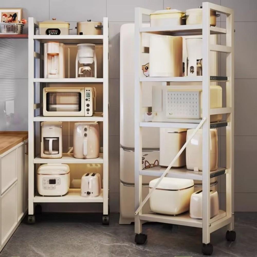 Pull-Out Design Kitchen Storage Rack Space Saving Multi-Tier Shelves Kitchen Organizer Rack Sturdy Construction Rolling Cart