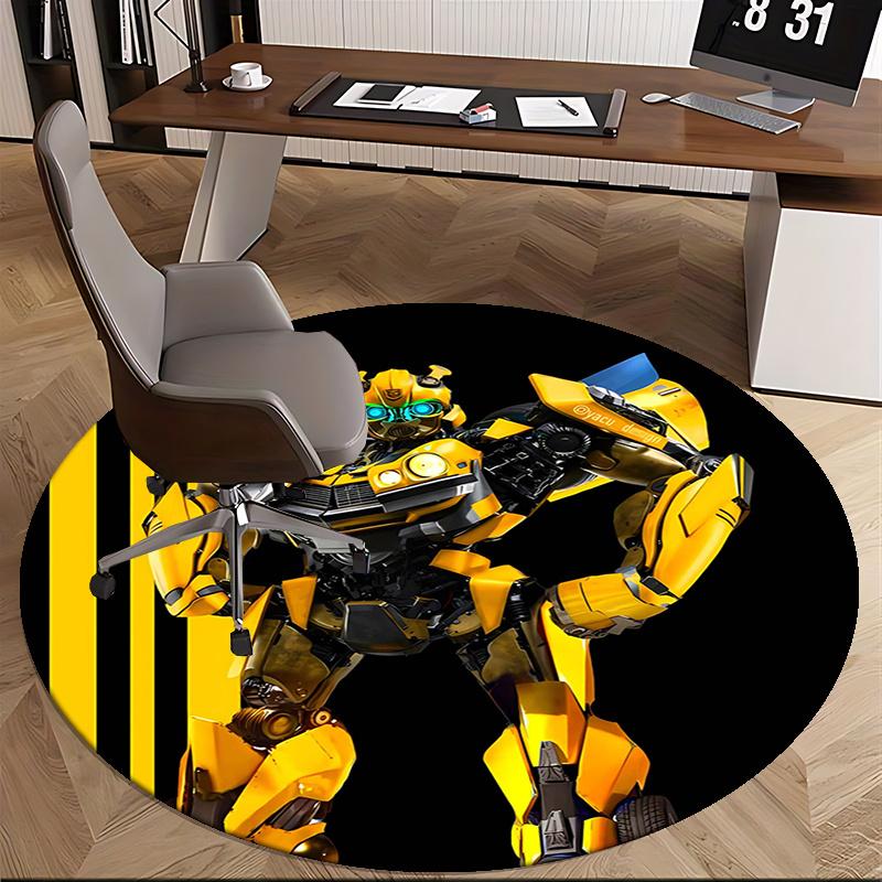 Transformer Bumblebee,Yellow Bee Robot Chair Mat Round Rug Office Carpet, Non Slip, Suitable for Living Rooms, Bedrooms Decor.1205012a