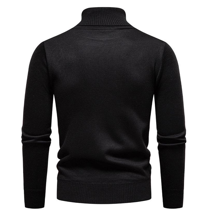 Men's Autumn-Winter Plus Velvet High Neck Sweater - Warm, Thick Knitwear for Middle-Aged Dads