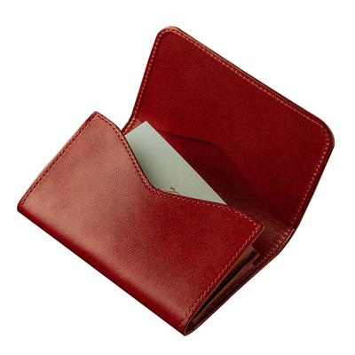 De Business Card Holder Tochigi Leather Double Layer Genuine Leather Made In Japan Business Card Holder Simple Slim Card Case W Red [Am Mas] ME-030