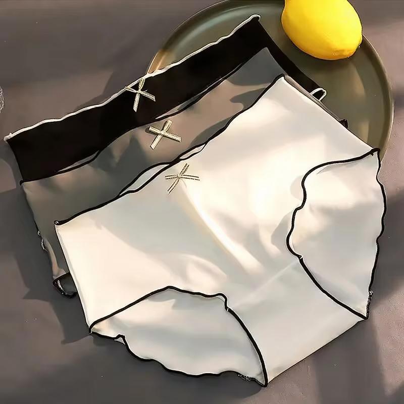 3pcs Women's Ice Silk Seamless Triangle Underwear with Low Waist Briefs