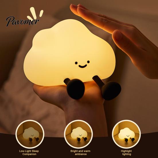 Holiday Present for Friends Cloud Night Light, Cute Silicone Nightlight Baby Toddler, Rechargeable LED Nursery Lamp with Durable Fall Resistant Timer,