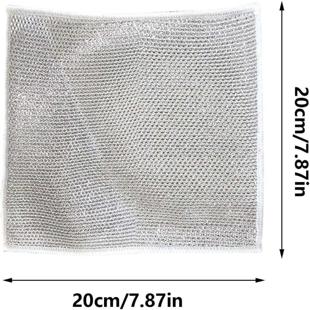 20pcs Non-Scratch Scrubbing Wire Dishwashing Rags, Microfiber Dish Cloths, Steel Wire Dish Towel, Resuable Dishwashing Rags for Wet and Dry