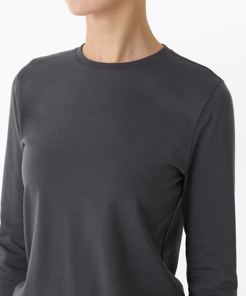 MUSINSA STANDARD WOMAN Women'S Flexible Crew Neck Long Sleeve T-Shirt [Dark Grey]