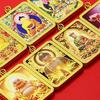 Vergoldete Buddhistische Thangka Anhänger Halskette: Halbhandbemalte Ksitigarbha, Maitreya, Shakyamuni Buddha Statue