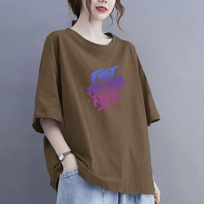 Cotton Apricot Short-sleeved T-shirt Female Summer 2024 New Niche Design Sense Loose Hong Kong Flavor Chic Tops
