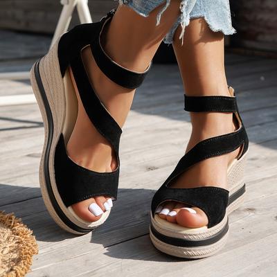 Women Fish Mouth Platform Sandals Open Toe Casual Zipper Sandals Lightweight Non Slip Wedges Designer Shoes Zapatos De Mujer