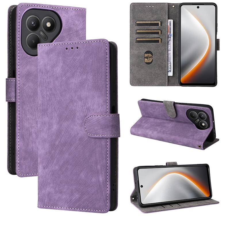 

Чехол-книжка для Tecno Pova 7 из ПУ кожи, защита всего корпуса с [блокировкой RFID], противоударный прочный ретро чехол для телефона for Tecno Pova 7 4G фиолетовый