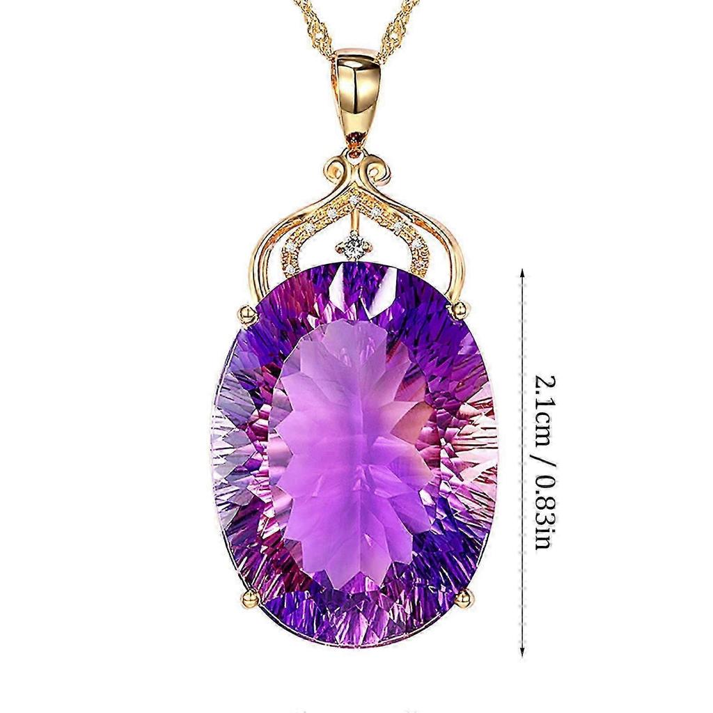 ZHENYANGli Fashion Amethyst Ladies Pendant Necklace Gemstone Necklace Holiday Gift 25-26