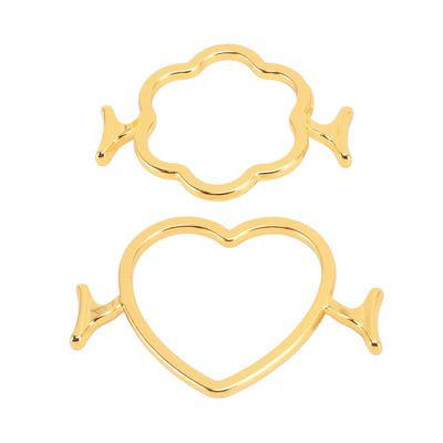 2 Stück Wachssiegelformen Wachssiegel Stempelringe Set mit Herz-Blumenform Gold für 2,5 cm Wachssiegel