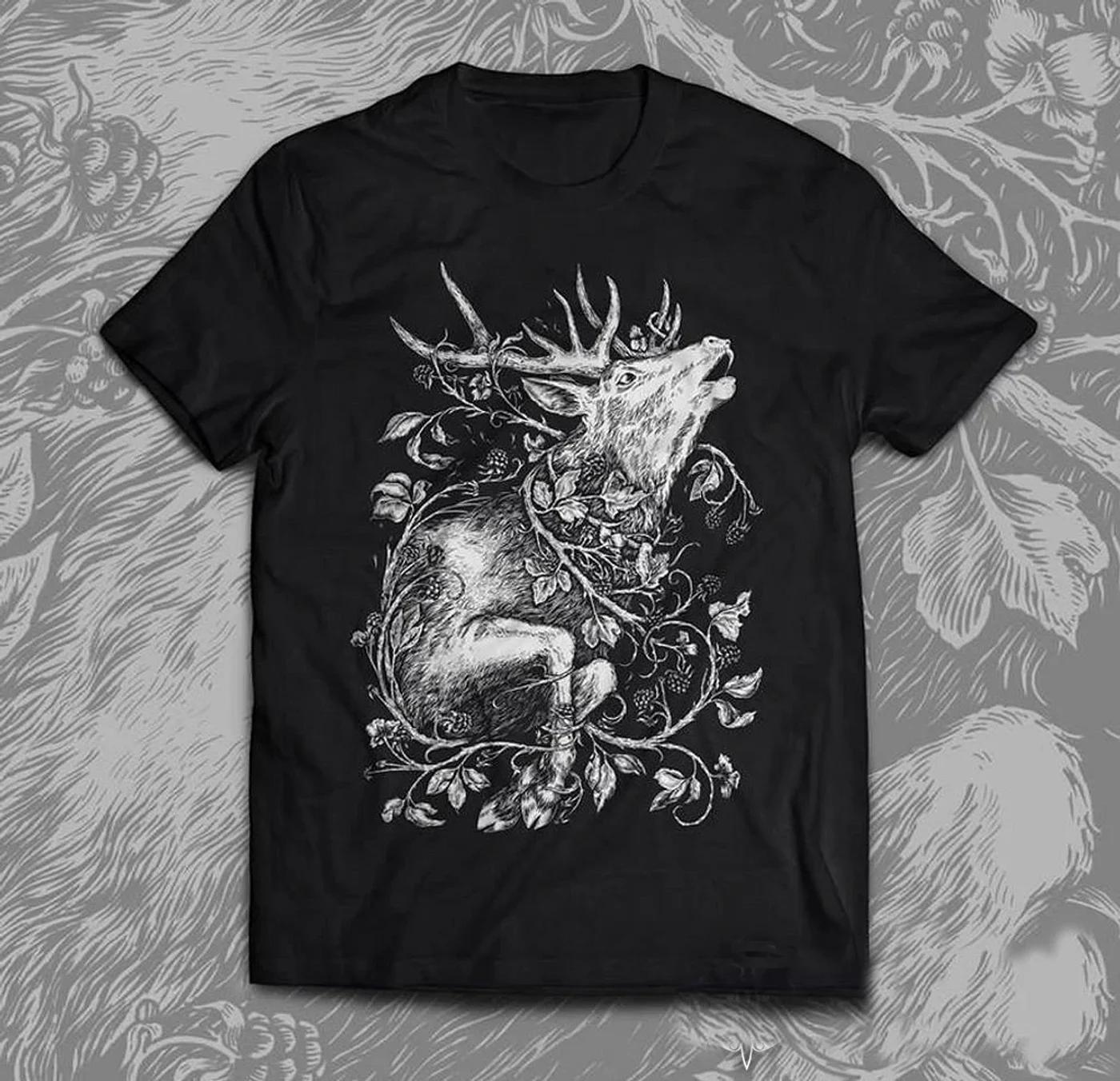 Creative Design Deer in Bramble Norse mythology T-Shirt 100% Cotton O-Neck Summer Short Sleeve Casual Mens T-shirt Size S-3XL... S разноцветный