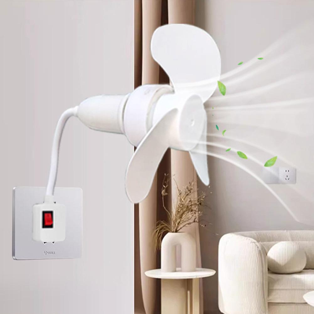 Modern LED Ceiling Fan E27 Base/USB Indoor Ceiling Fan Light Hose Extender Light Bulb Fan with Socket for Bedroom Living Room
