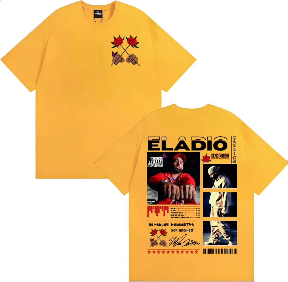 Rapper Eladio Carrion Sen2 Kbrn Tour Merch T Shirts Men's Clothing Cotton Short Sleeve T-shirt Fashion Gothic T Shirt Streetwear