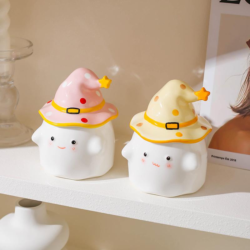 Birthday Gift Funny Ghost Mug with Lid Ceramic Cup Niche Gift Souvenir Water Cup Halloween Gift
