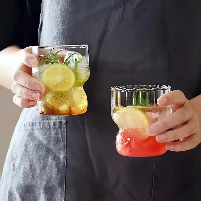 Vertical Pattern High Borosilicate High Temperature Resistant Glass Milk Coffee Glass Chubby Retro Water Cup Juice Single Layer Cup