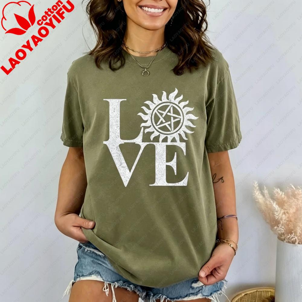 LOVE Supernatural Shirt Winchester Brother Tshirt Science Fiction TV Series Fans Tee SPN Lover Gift T-shirtunisex Cotton Tops