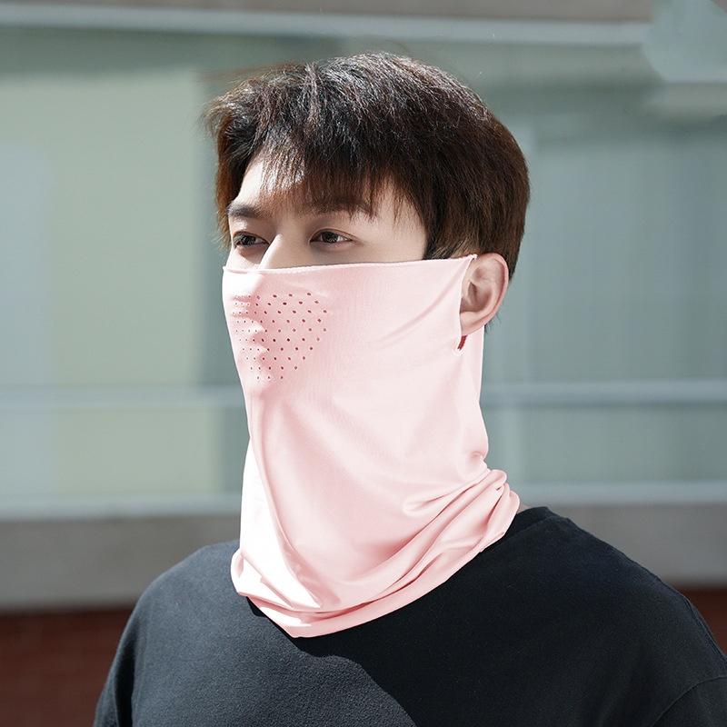 Summer Ice Silk Thin Breathable Sunscreen Face Mask An-ti UV Balaclava Face Neck Cover Hiking Cycling Camping Scarf Wrap Bandana